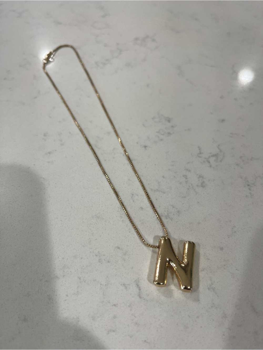 Gold Initial 'N' Pendant Necklace - Women Jewelry